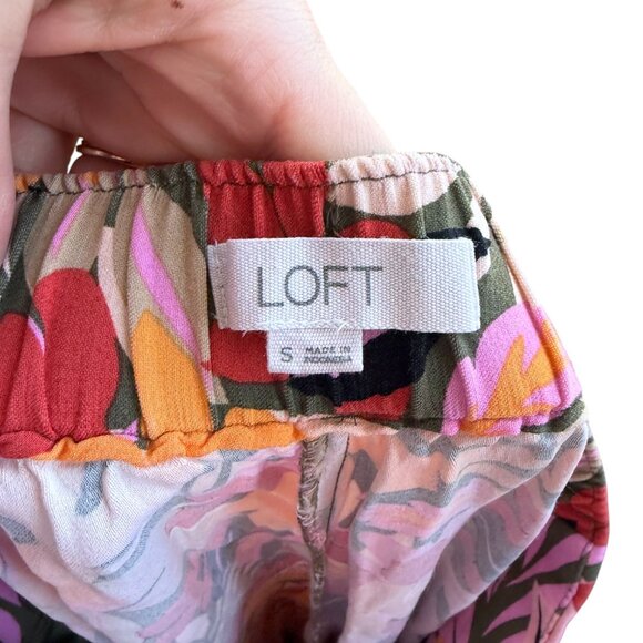 NWOT Loft Pull On Wide Leg Pants Tropical Floral Bloom Size Small - Picture 5 of 7
